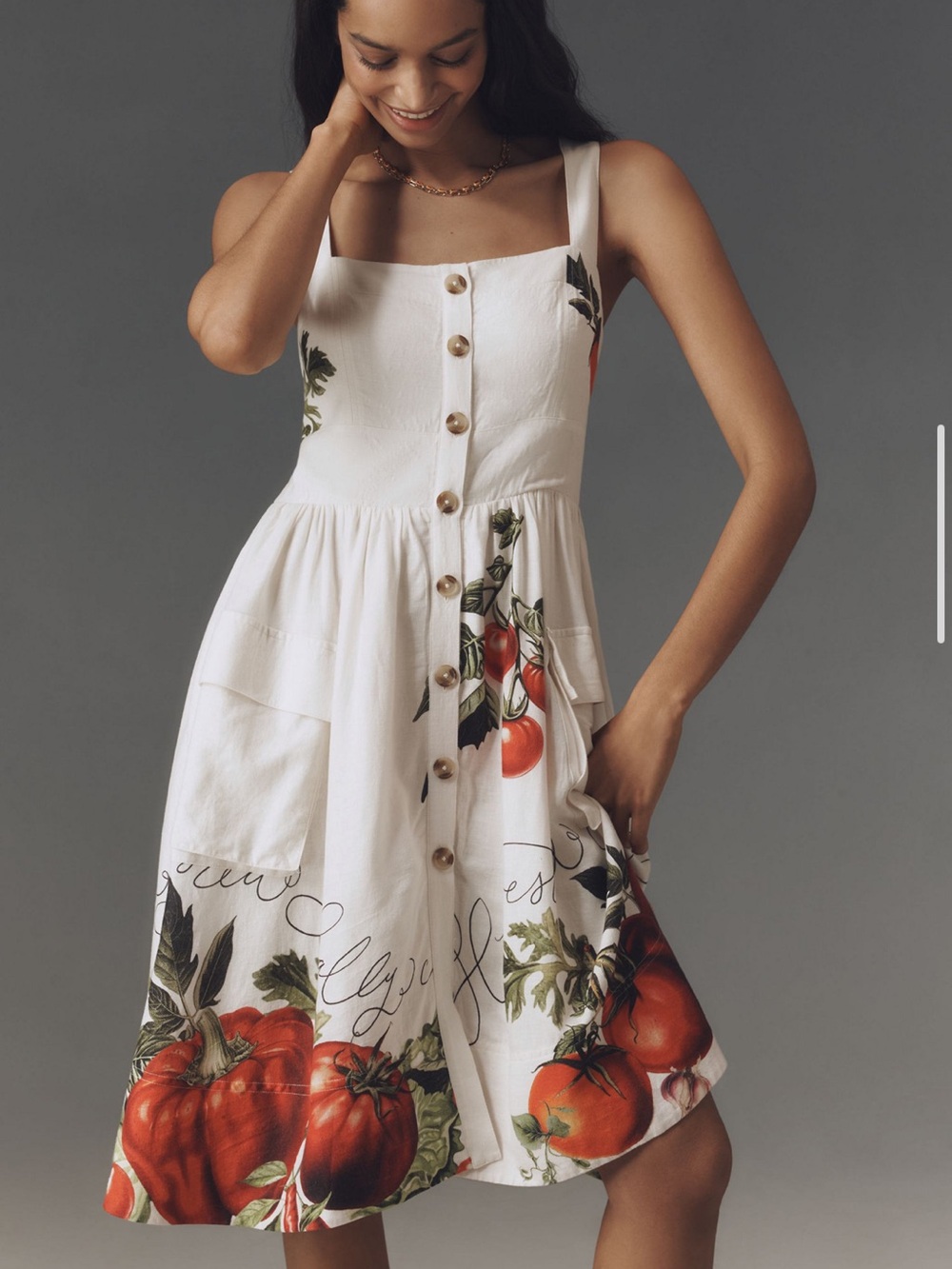 NWOT SOLD OUT Anthropologie Maeve Button-Front Tomato Midi Dress XL